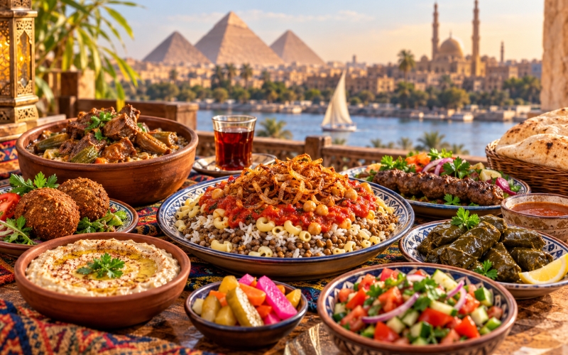 egyptian-feast-overlooking-the-nile Traditional Egyptian Food