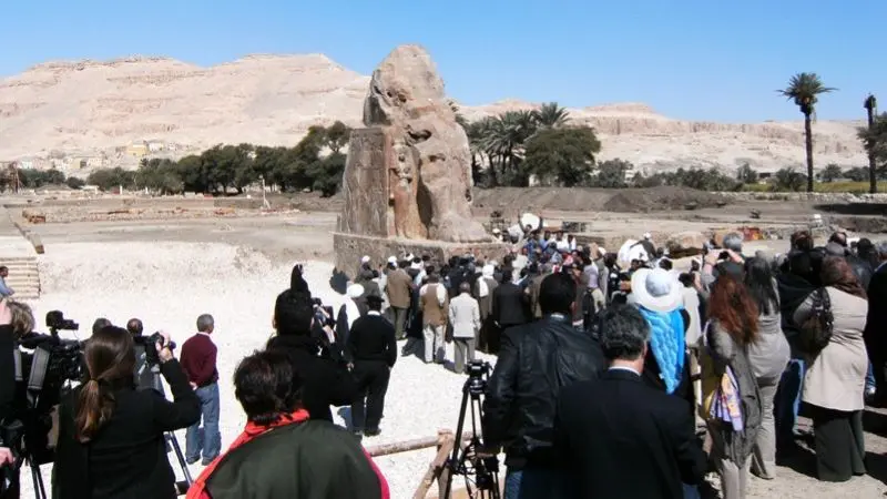 Colossi of Memnon 6 Recomposed two colossal statues of Pharaoh Amenhotep III