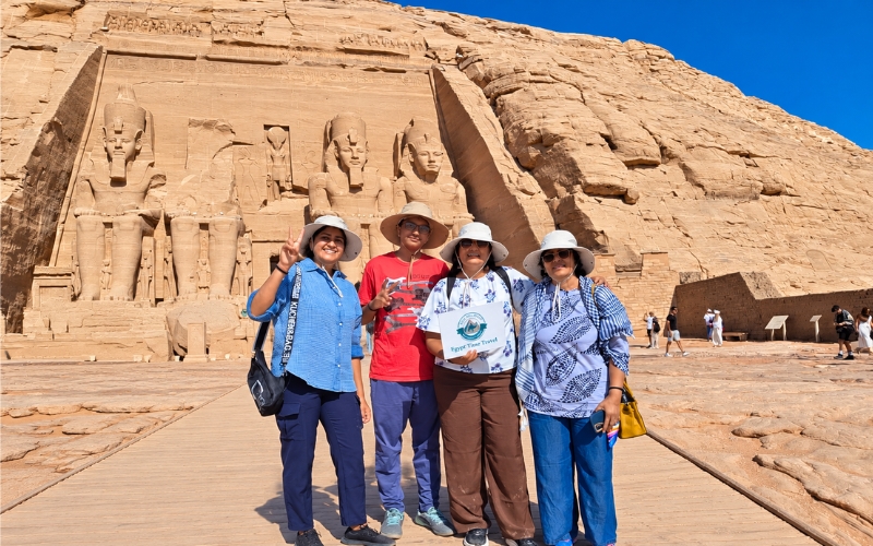 a-group-of-travelers-with-egypt-time-travel-in-front-of-the-abu-simbel-temple Famous Landmarks in Egypt